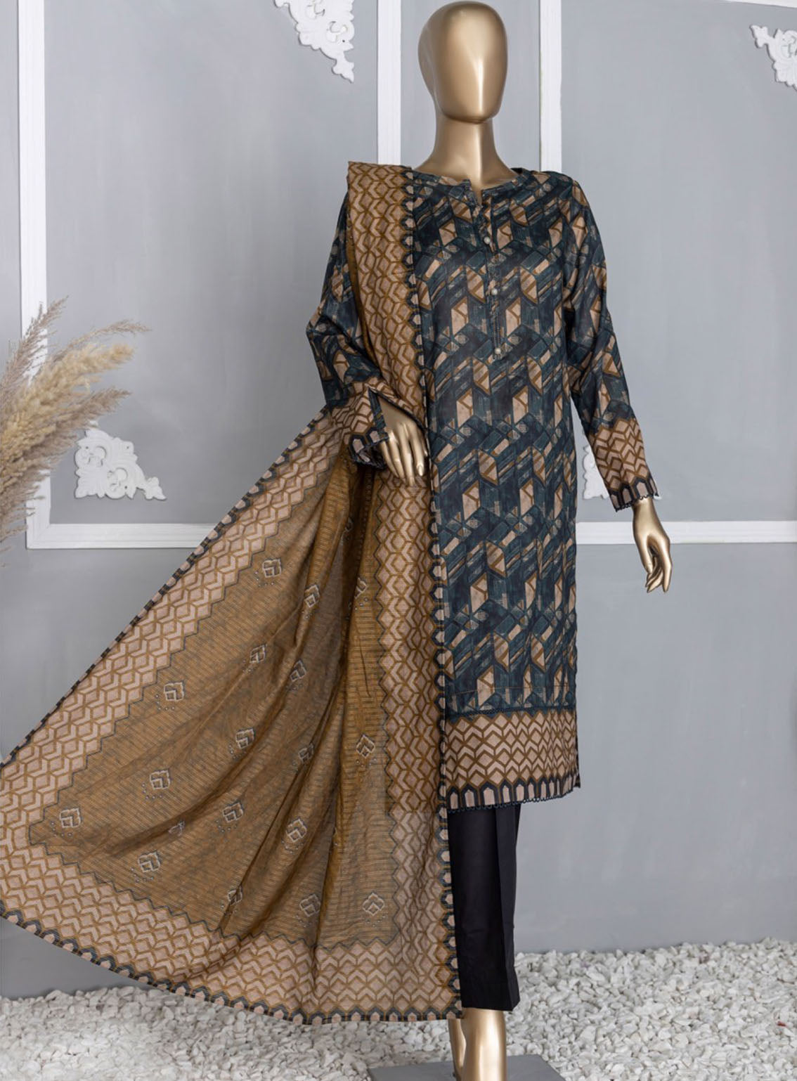 HZ Textile Platinum Digital Printed Lawn 3 Piece Unstitched Suit HZ24PZD PPC-108