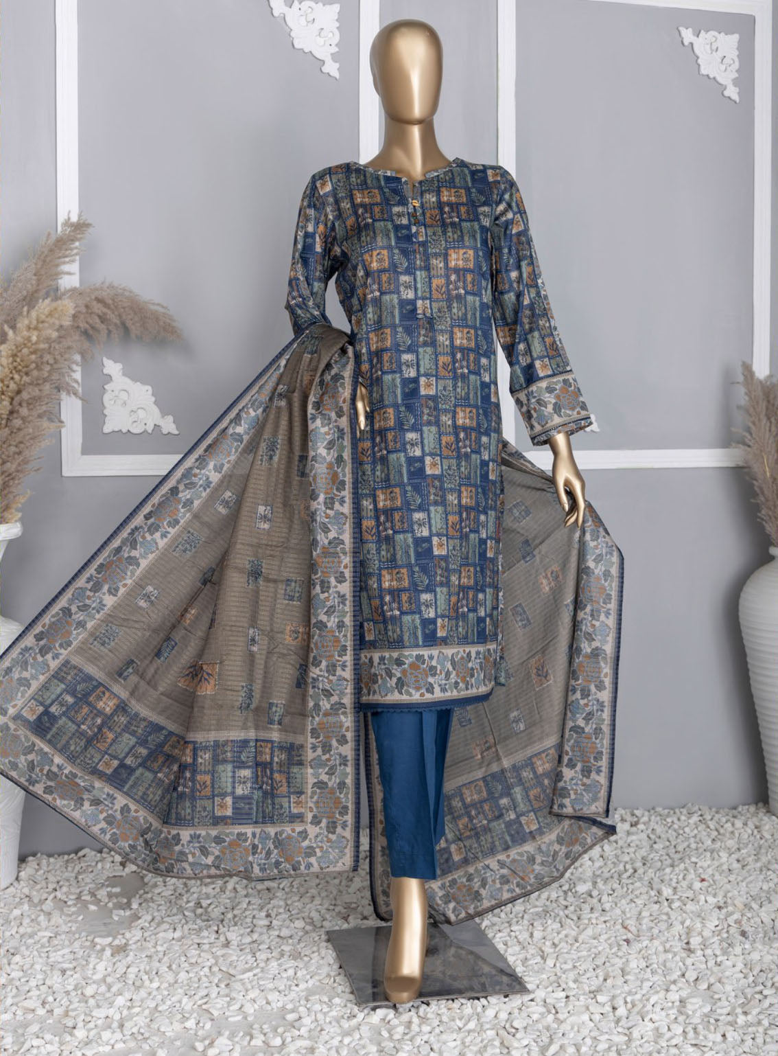 HZ Textile Platinum Digital Printed Lawn 3 Piece Unstitched Suit HZ24PZD PPC-112