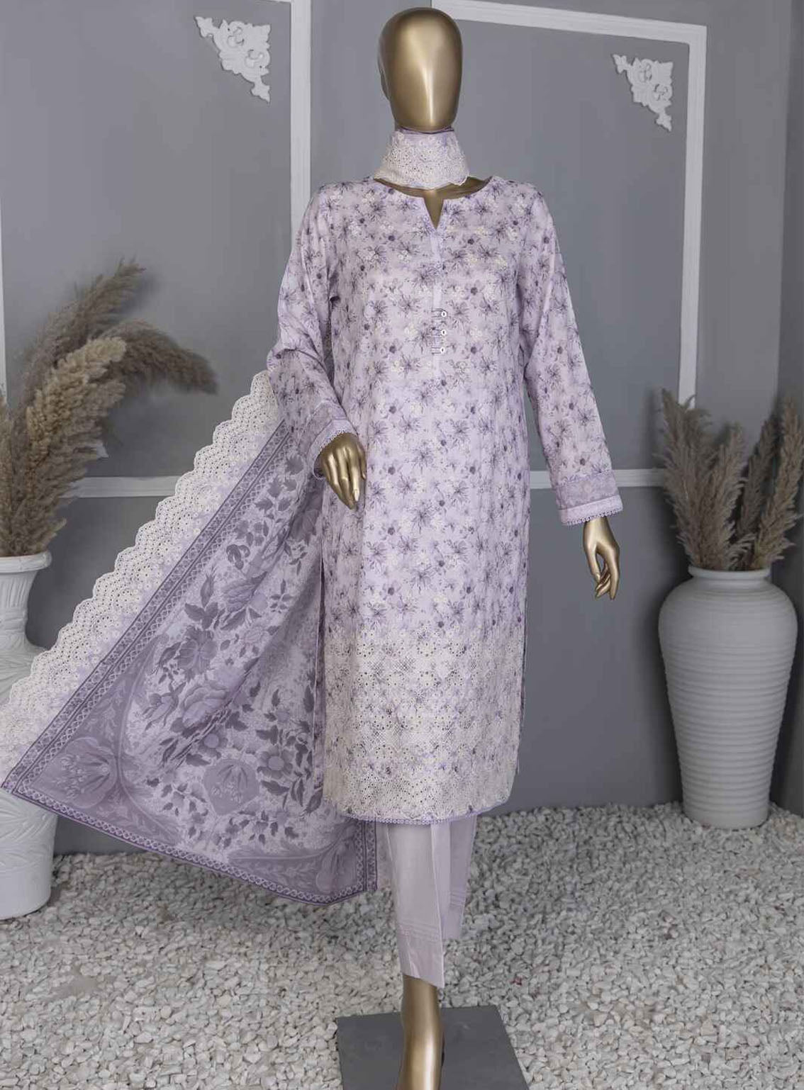 HZ Textile Premium Chikankari Lawn Piece Unstitched Suit HZ24PCL CEC-722