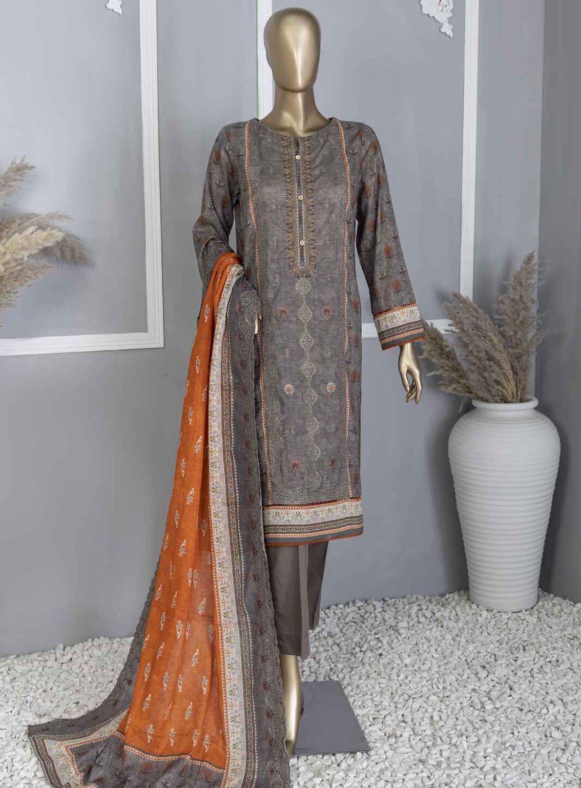 HZ Textile Premium Embroidered Lawn 3 Piece Unstitched Suit HZ24PEL PCE-752