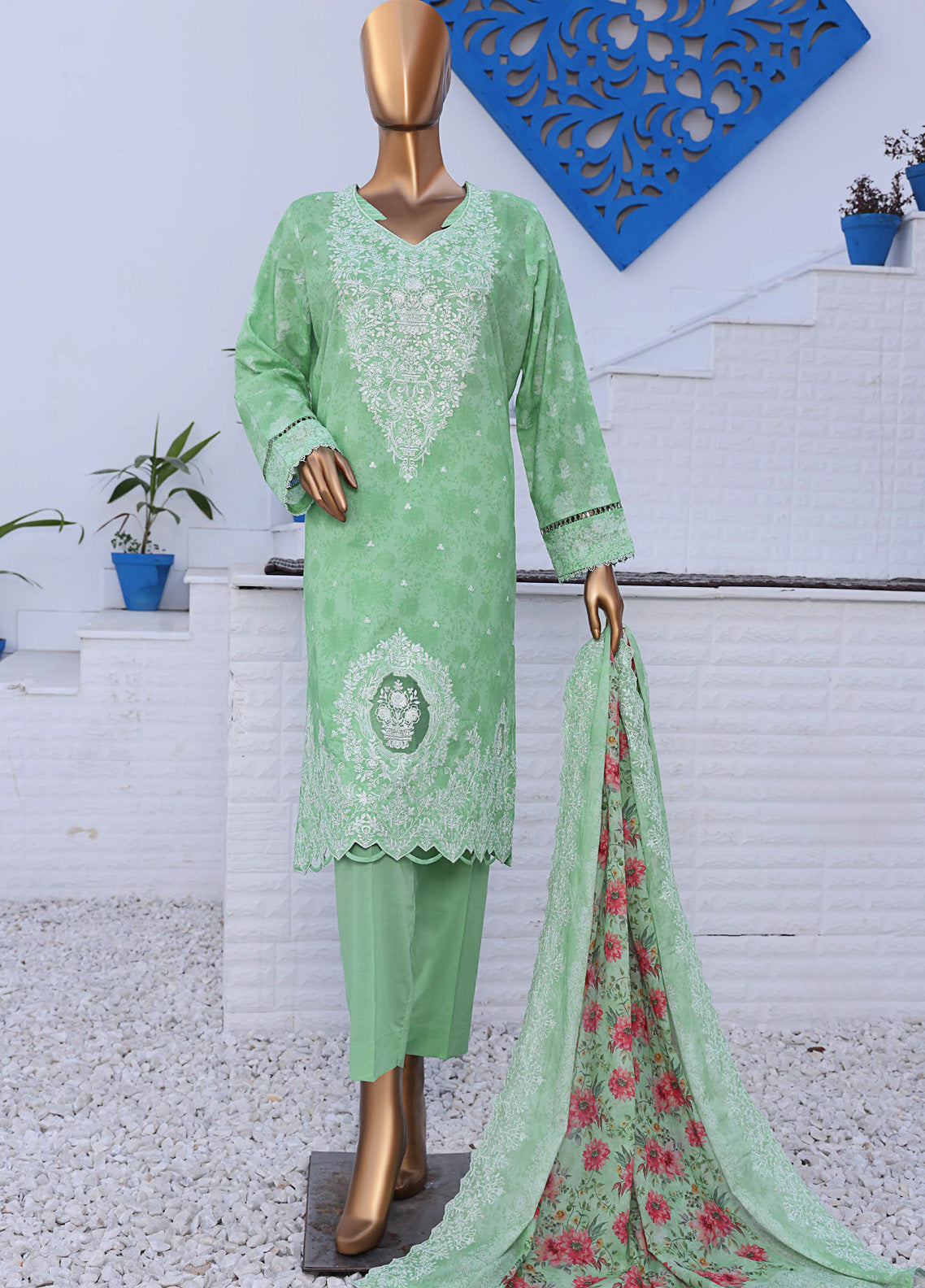 HZ Textile Premium Embroidered Lawn 3 Piece Unstitched Suit HZ25PEV2 PEC-915