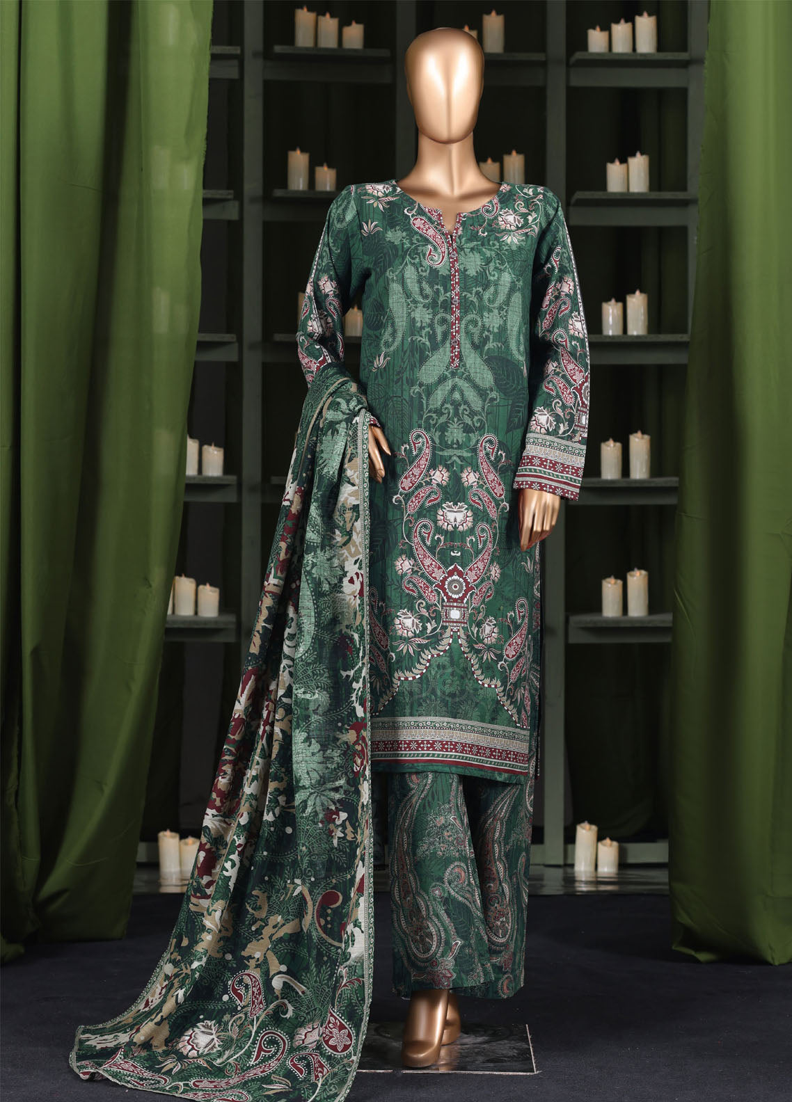 HZ Textile Printed Khaddar 3 Piece Stitched Suit HZ25KPV3 D-2582 EMERALD ERA