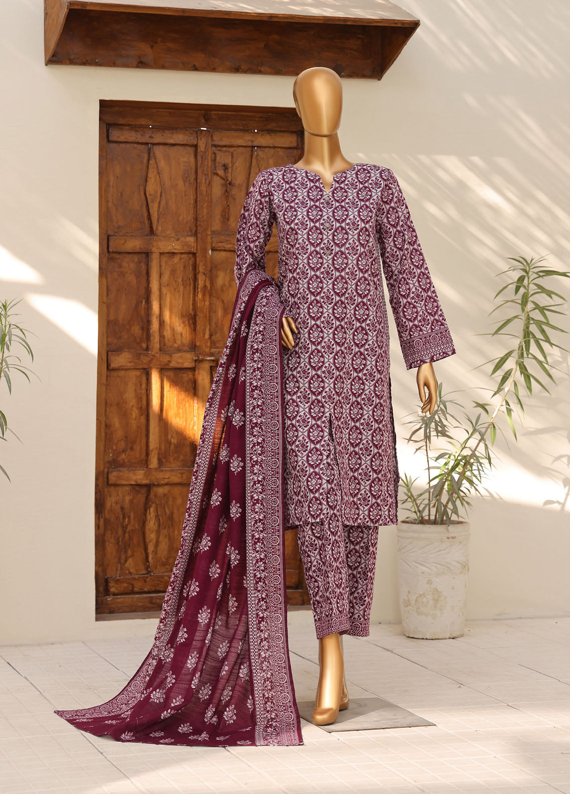 HZ Textile Printed Khaddar 3 Piece Stitched Suit HZ25KPV4 D-1102
