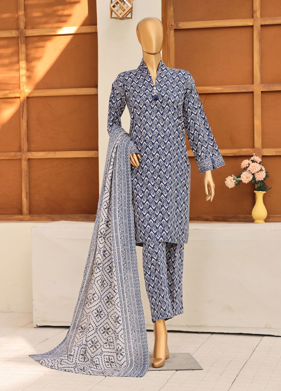 HZ Textile Printed Khaddar 3 Piece Stitched Suit HZ25KPV4 D-1103