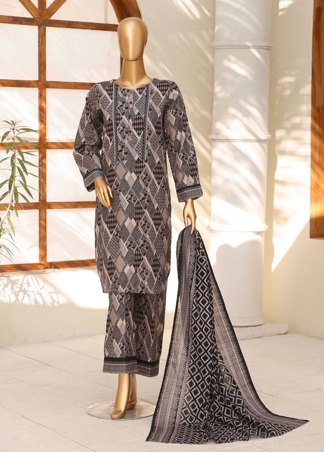 HZ Textile Printed Khaddar 3 Piece Stitched Suit HZ25KPV4 D-1104