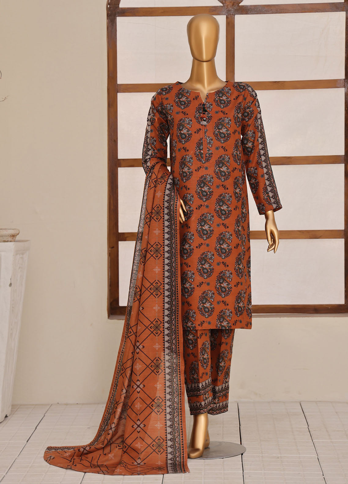 HZ Textile Printed Khaddar 3 Piece Stitched Suit HZ25KPV4 D-1105