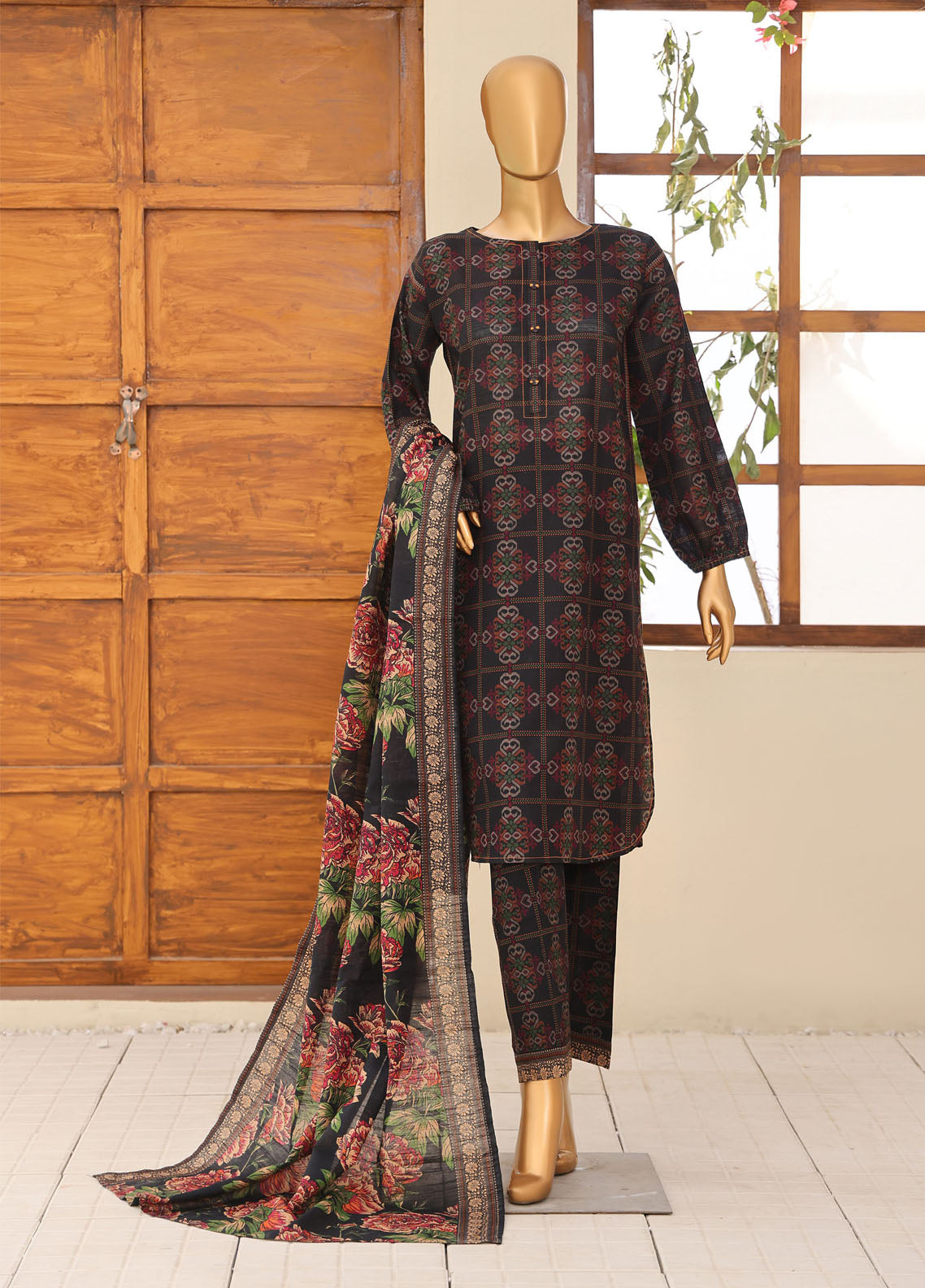 HZ Textile Printed Khaddar 3 Piece Stitched Suit HZ25KPV4 D-1106