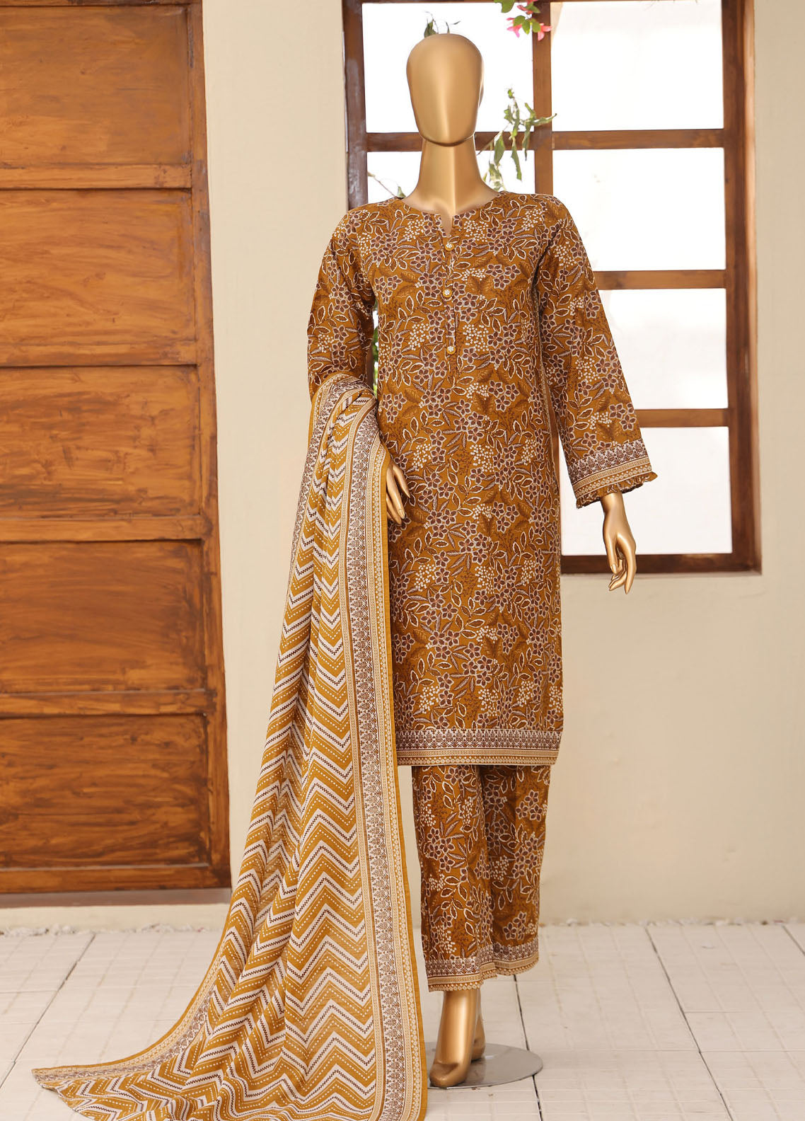 HZ Textile Printed Khaddar 3 Piece Stitched Suit HZ25KPV4 D-1108