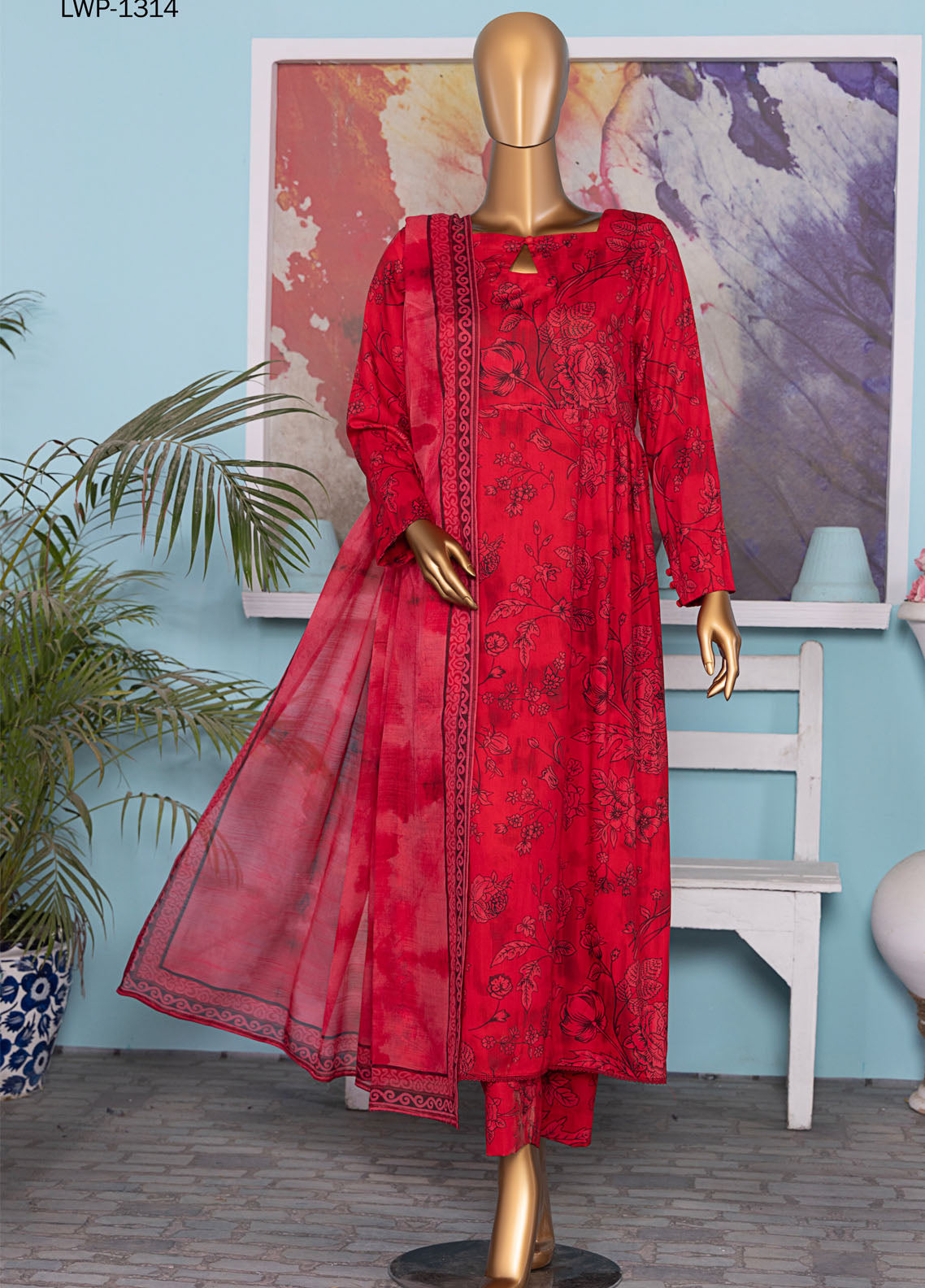 HZ Textiles Linen Wintry Digital Printed 3 Piece Unstitched Suit HZ25LW LWP-1314