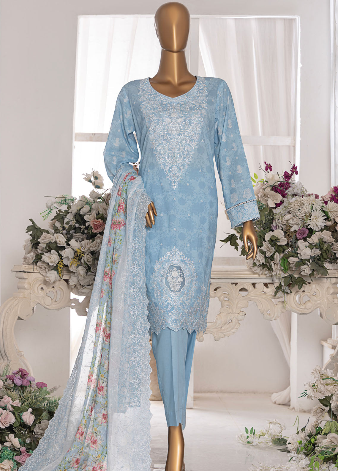 HZ Textiles Premium Embroidered Lawn 3 Piece Unstitched Suit HZ25PELV7 PEC-564