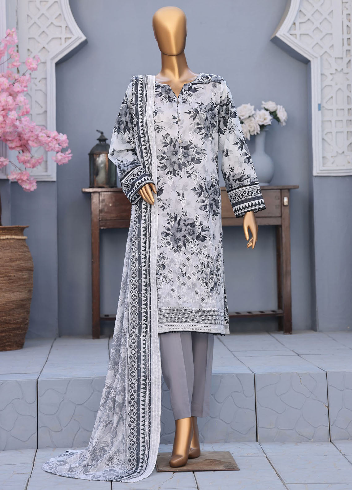 HZ Textiles Premium Embroidered Lawn 3 Piece Unstitched Suit HZ26PECD D-PEC-614