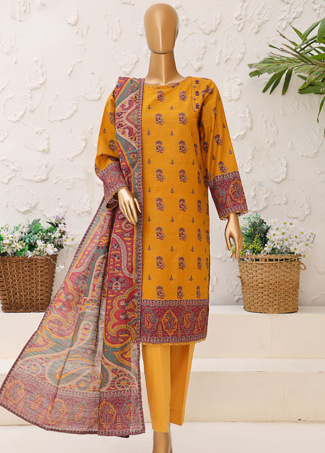 HZ Textiles Premium Printed Khaddar 3 Piece Unstitched Suit HZ25PPK PKP-1312