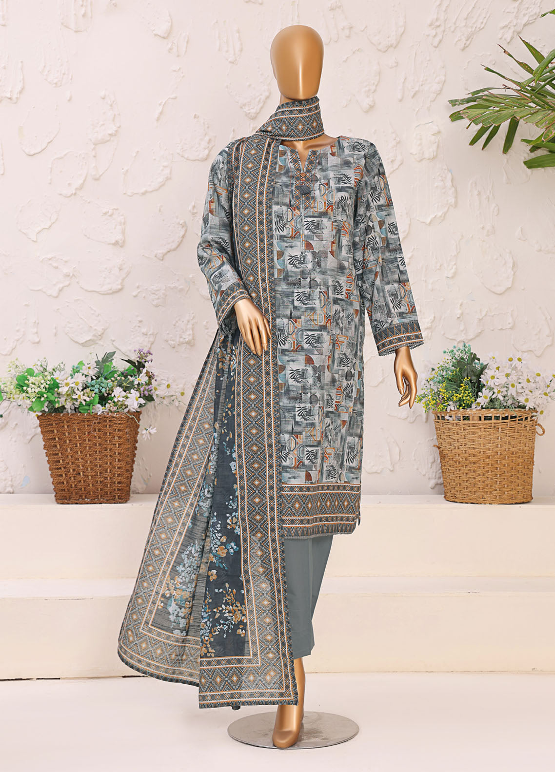 HZ Textiles Premium Printed Khaddar 3 Piece Unstitched Suit HZ25PPK PKP-1315