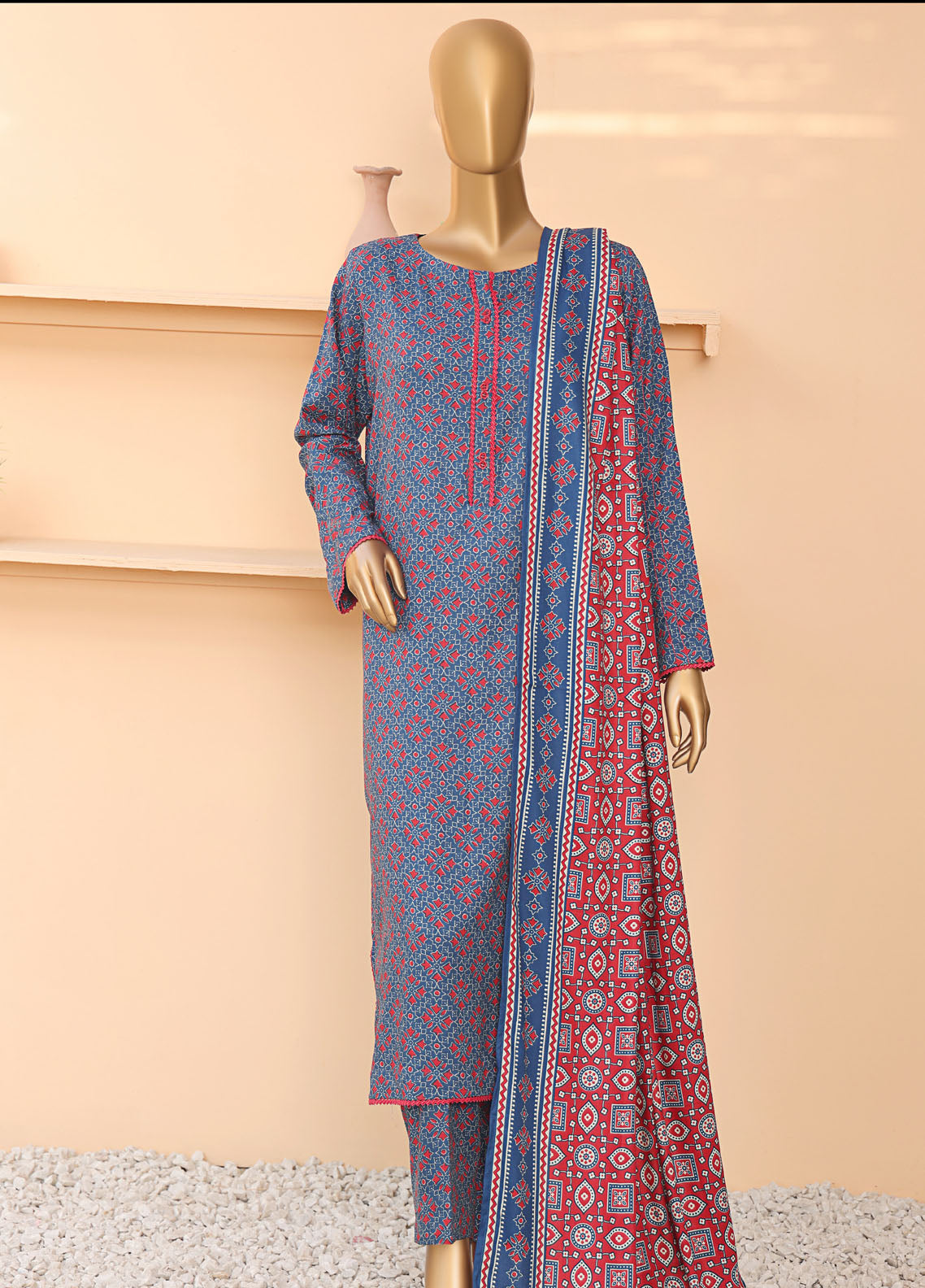 HZ Textiles Wintry Co-Ords Printed Linen 3 Piece Unstitched Suit HZ25WCOPL D-LCP-204