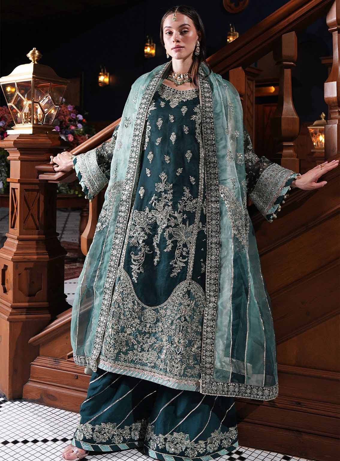 Inayat Premium Festive Formals Embroidered Organza 3 Piece Unstitched Suit INP25FF D-02 EZRA
