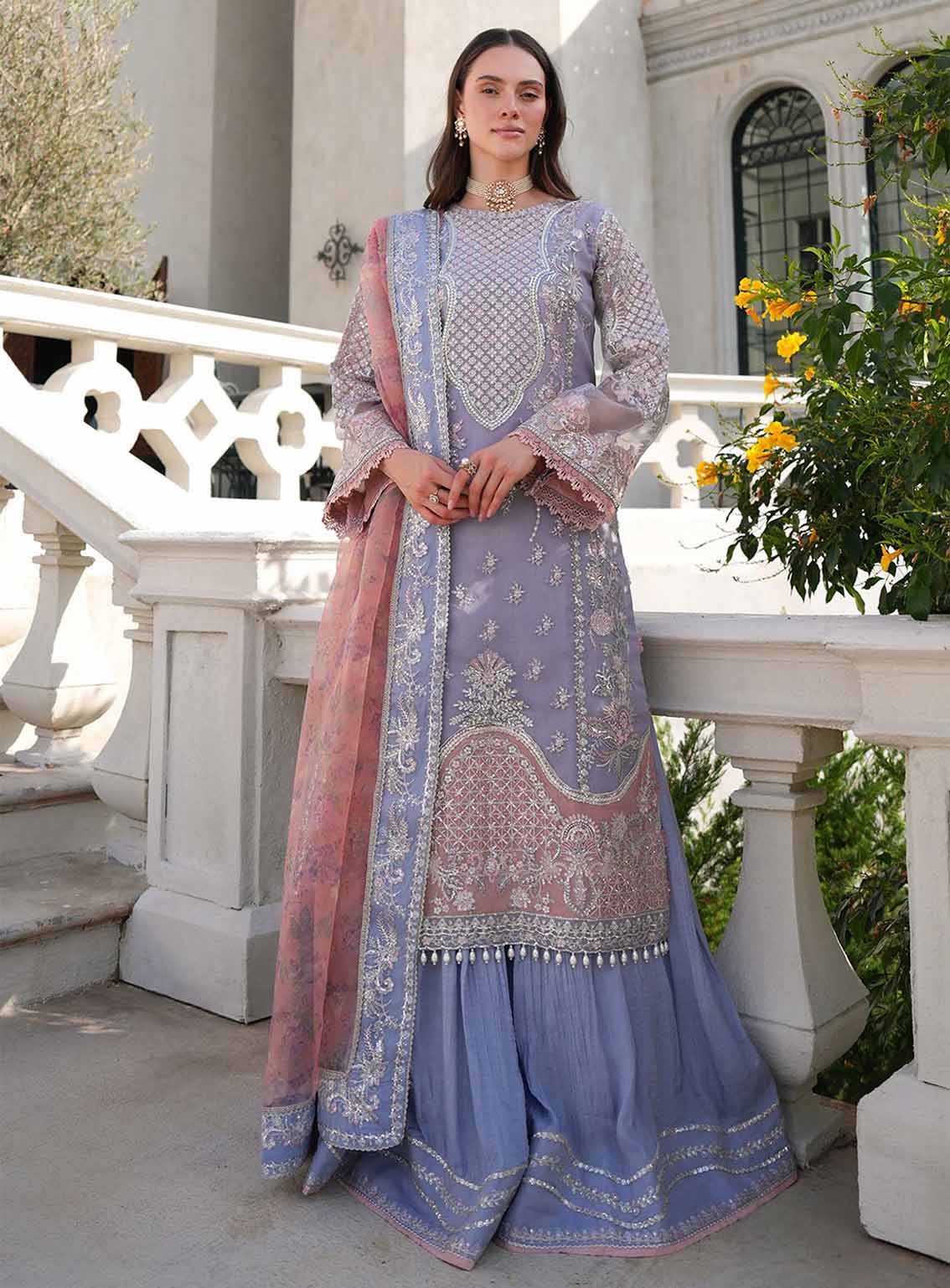 Inayat Premium Festive Formals Embroidered Organza 3 Piece Unstitched Suit INP25FF D-05 LIZA