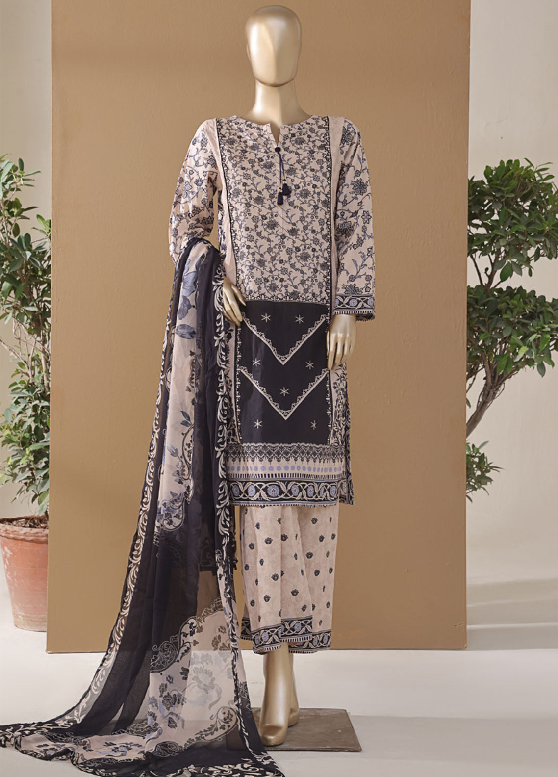 Intermix Art & Craft By HZ Textile Printed Cambric 3 Piece Stitched Suit HZ25IA&C ELP-534 MOROCCO ART