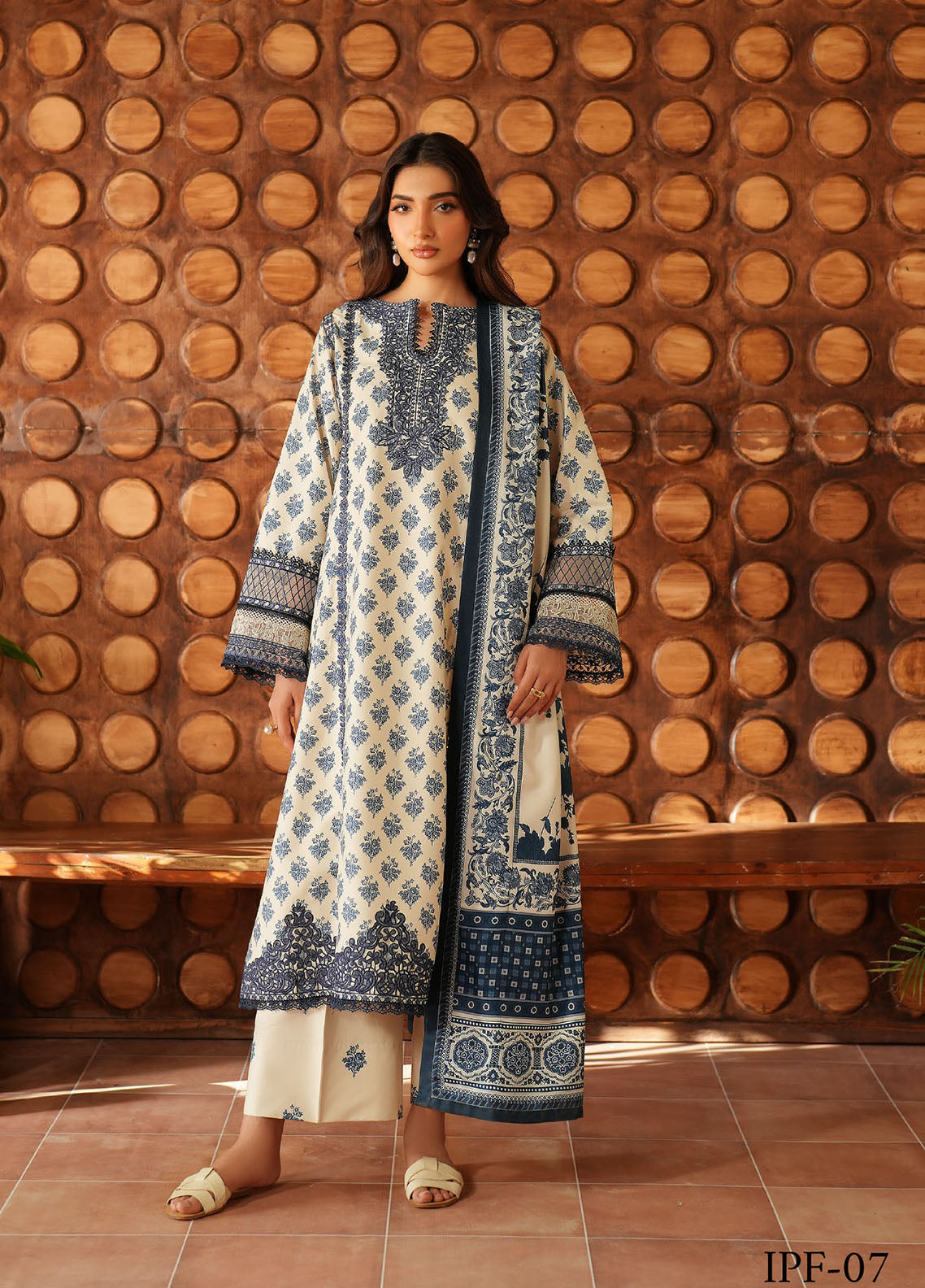 Iznik Embroidered Viscose Linen Suits Unstitched 3 Piece IZ25PF IPF-07