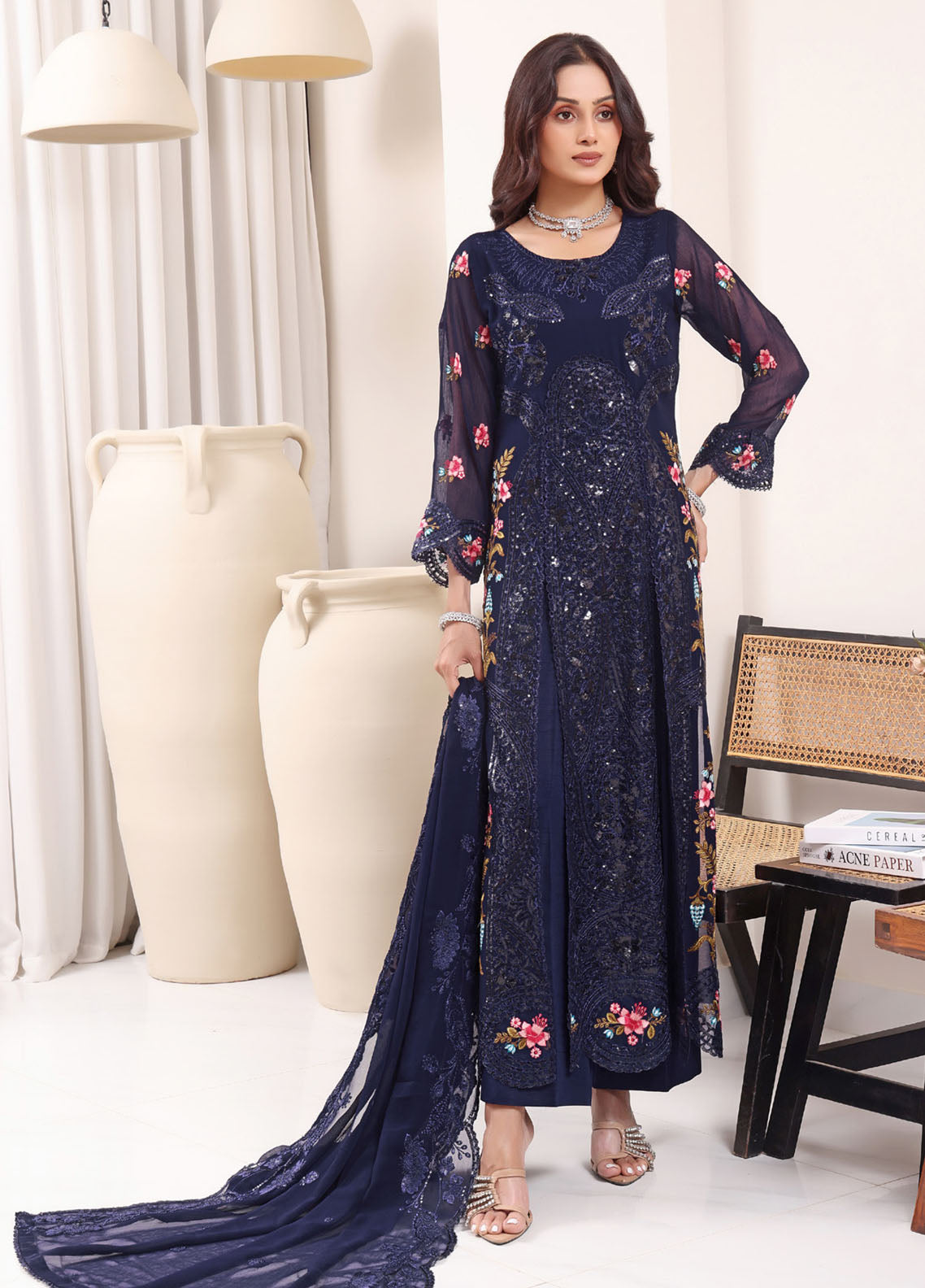 Jahanara By Soghat Creation Embroidered Chiffon 3 Piece Unstitched Suit SC25JF SJ-03