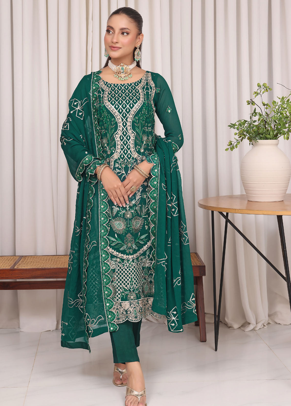 Jahanara By Soghat Creation Embroidered Chiffon 3 Piece Unstitched Suit SC25JF SJ-08