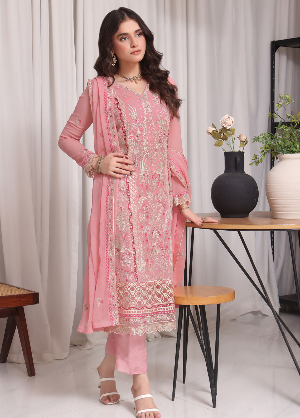 Jahanara By Soghat Creation Embroidered Chiffon 3 Piece Unstitched Suit SC25JF SJ-09