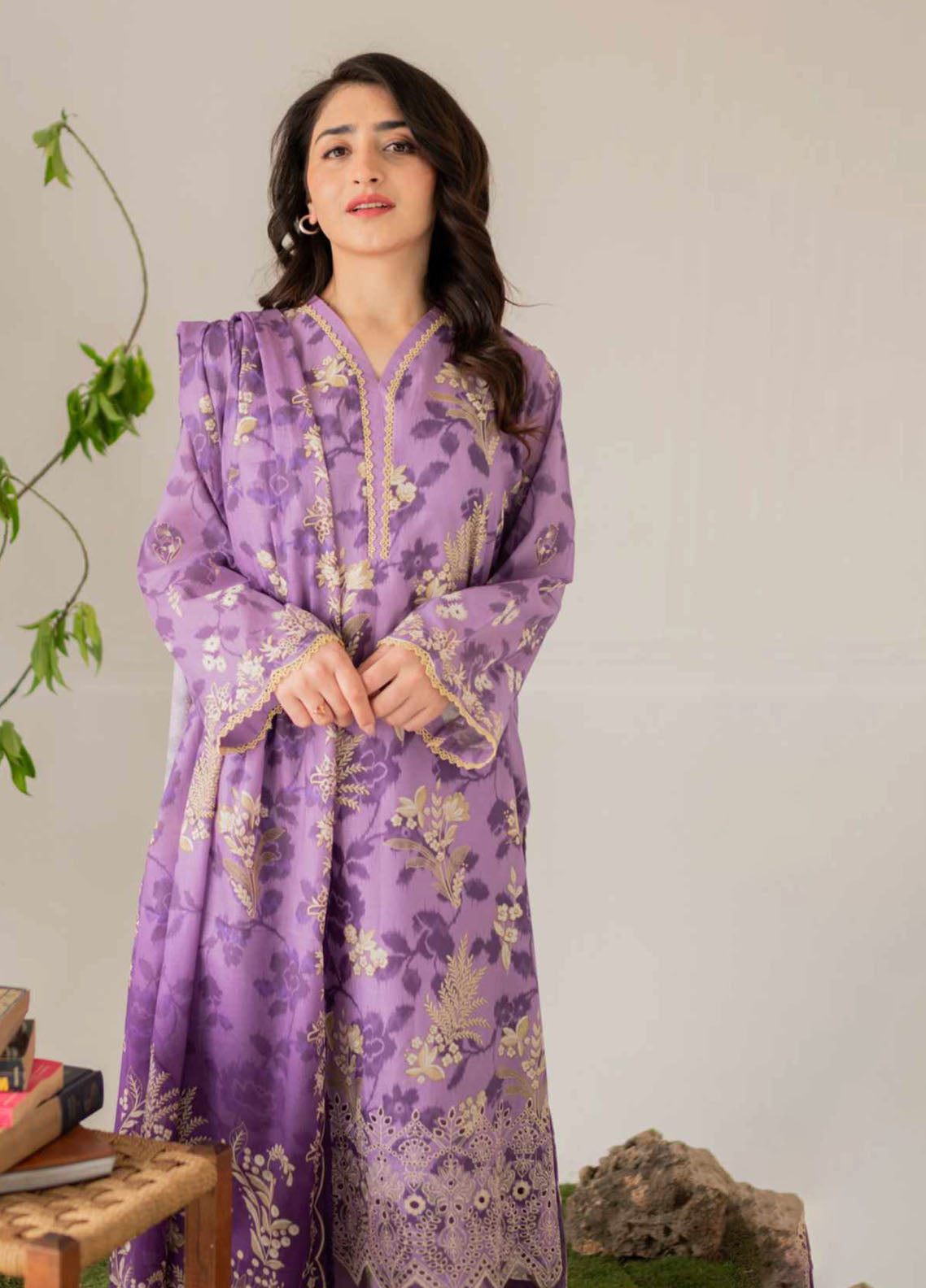 Kaira By Rashid Textile Embroidered Lawn Dupatta 3 Piece Unstitched Suit RT24KEL D-8697