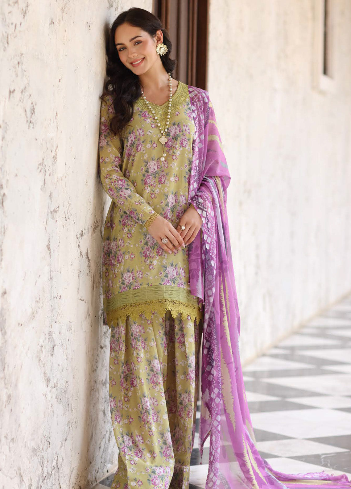 Kesariya By Riaz Arts Laser Embroidered Lawn 3 Piece Unstitched Suit RA25KEL PD-05