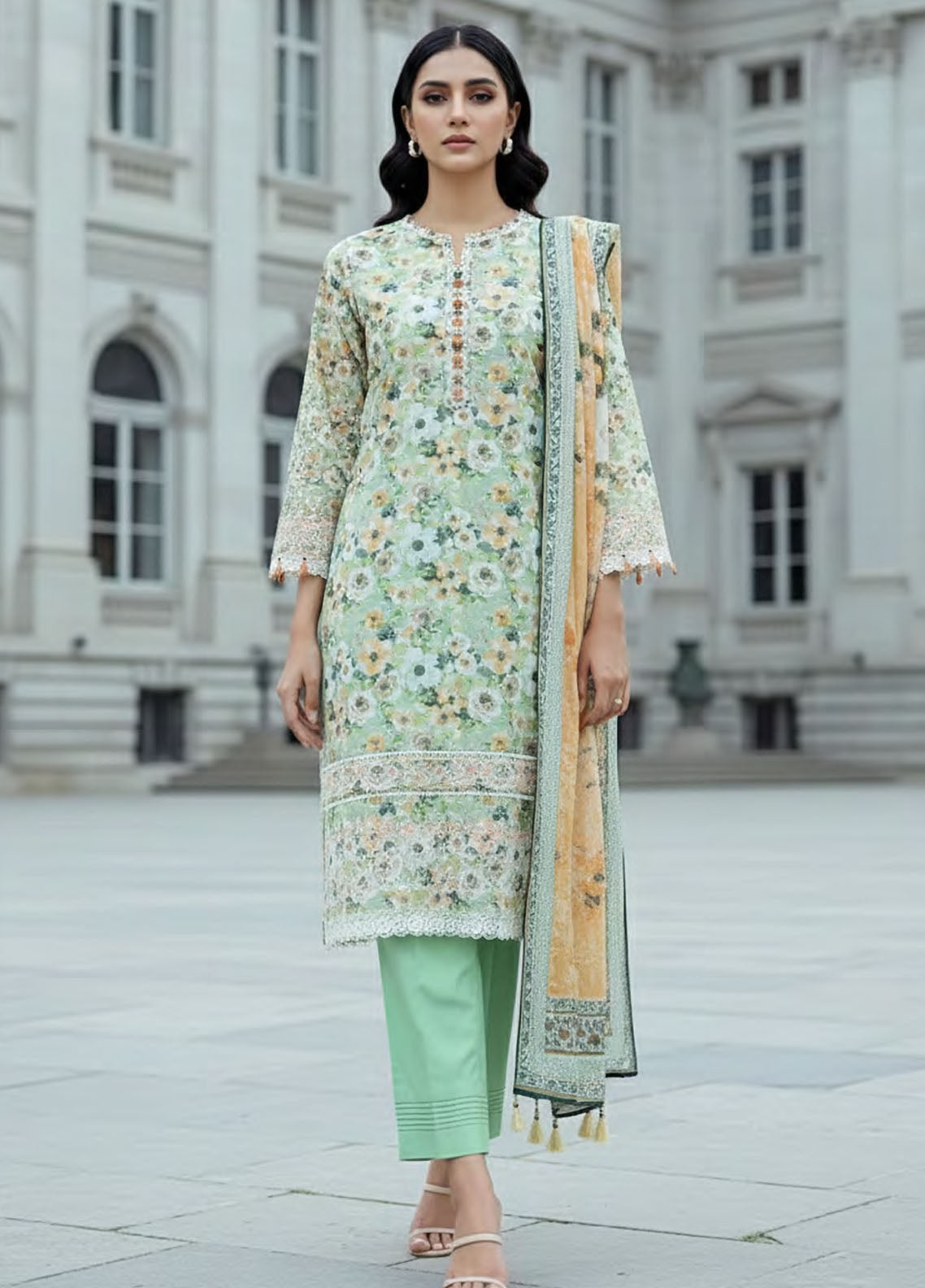 Komal By LSM Lakhany Luxury Embroidered Lawn 3 Piece Unstitched Suit LSM26KL D-LG-IZ-0512