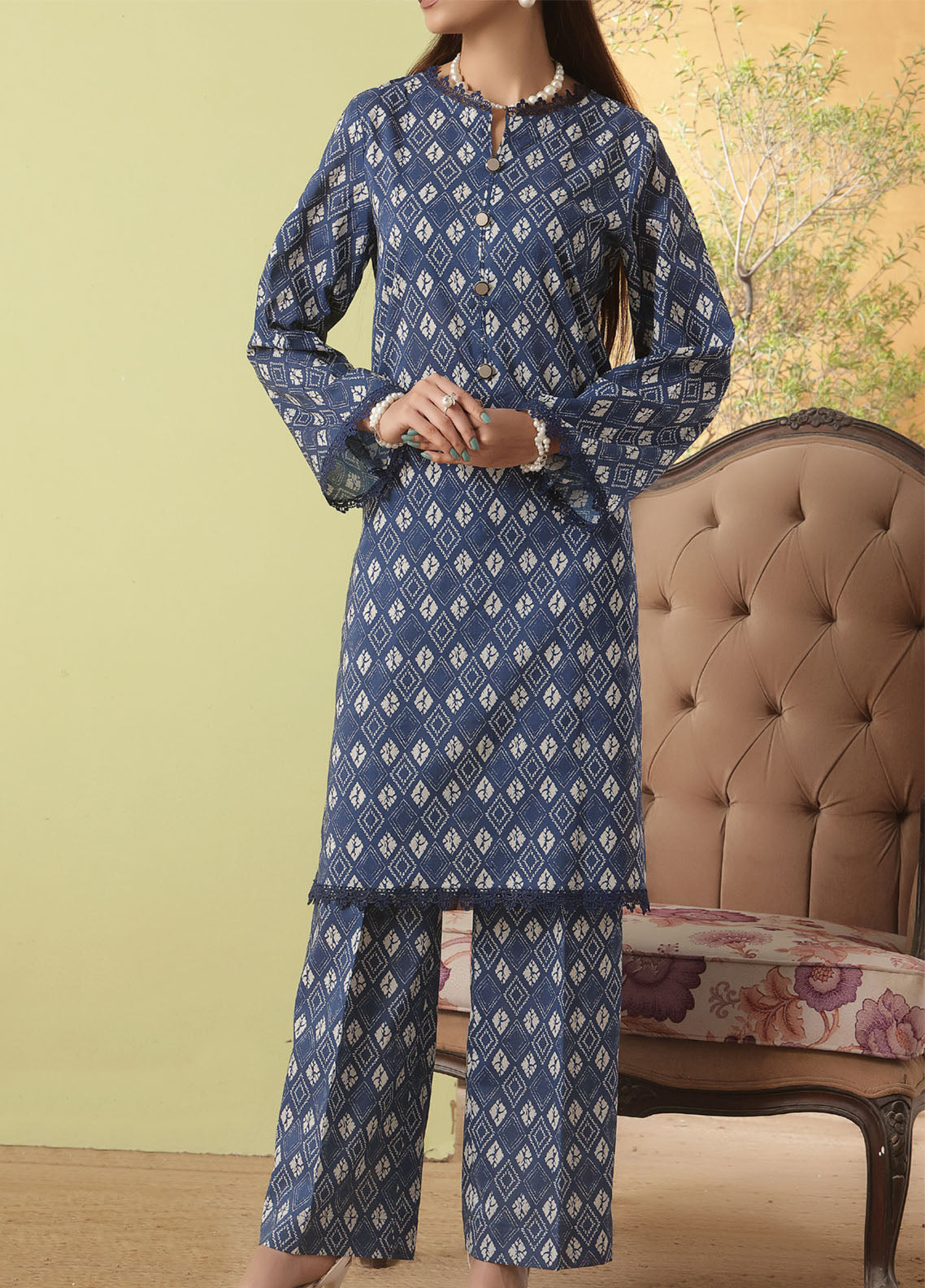 Korean By VS Textile Co-Ord's Printed Lawn 2 Piece Unstitched Shirt & Trouser VS26KCOPV1 D-703