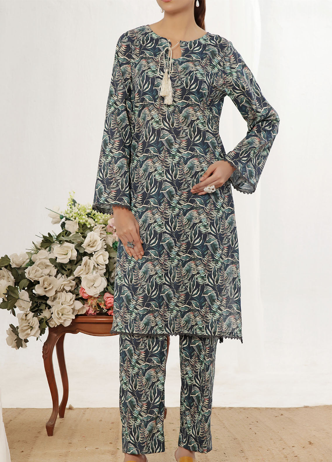 Korean By VS Textile Co-Ord's Printed Lawn 2 Piece Unstitched Shirt & Trouser VS26KCOPV1 D-710