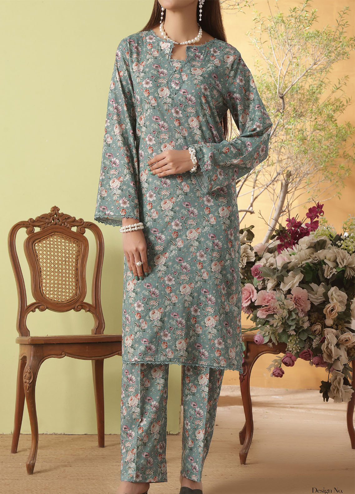 Korean By VS Textile Co-Ord's Printed Lawn 2 Piece Unstitched Shirt & Trouser VS26KCOPV1 D-720