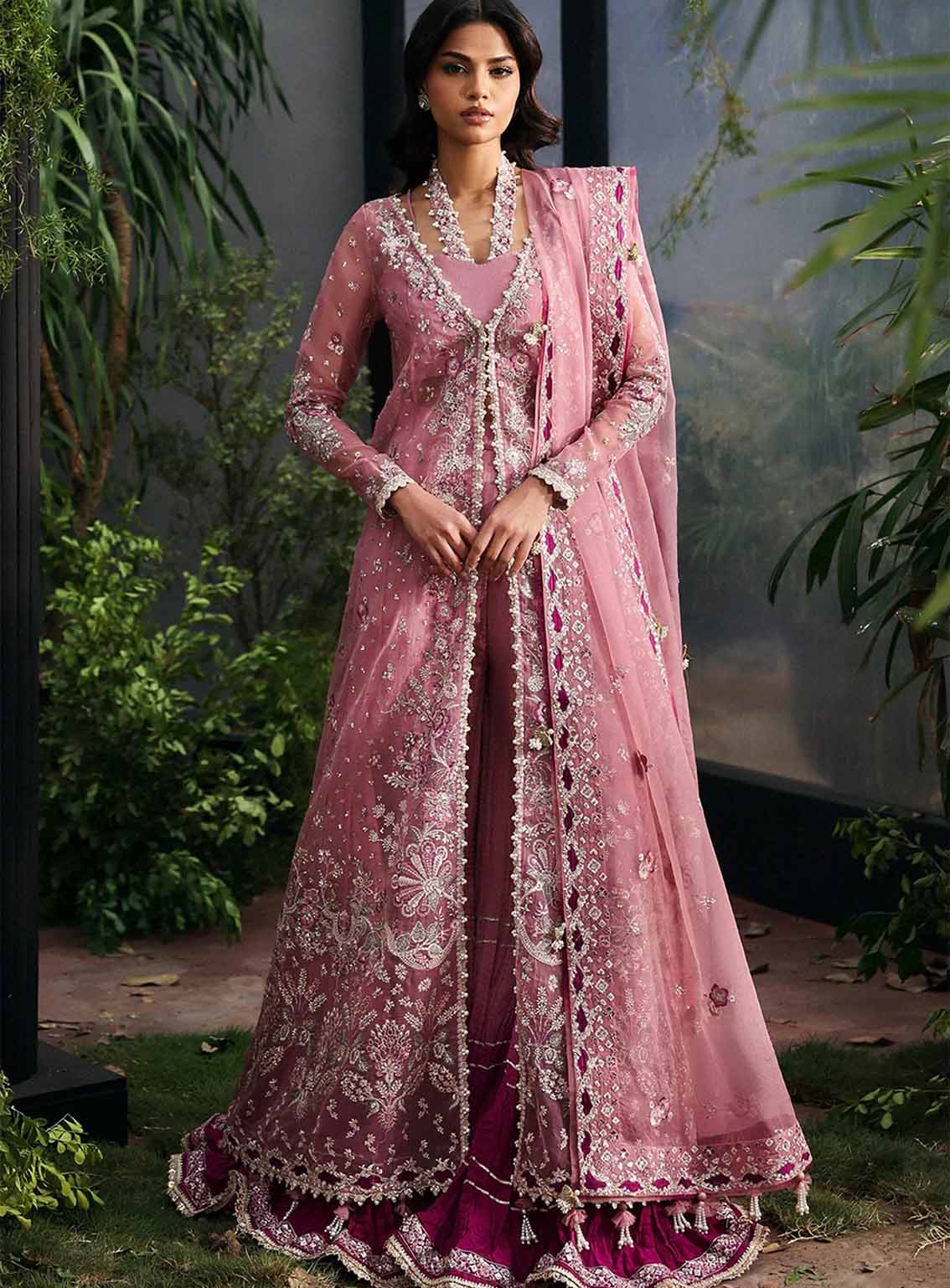 La Fuchsia By Afrozeh Embroidered Organza 3 Piece Unstitched Suit AF25LFV1 D-01 SERAIRA