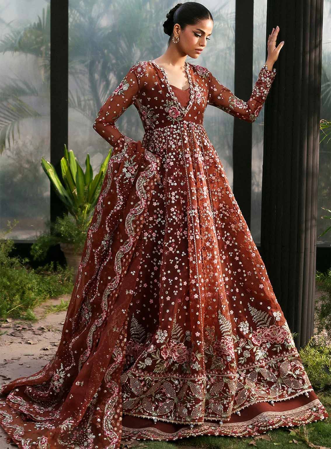 La Fuchsia By Afrozeh Embroidered Organza 3 Piece Unstitched Suit AF25LFV1 D-02 SHALE