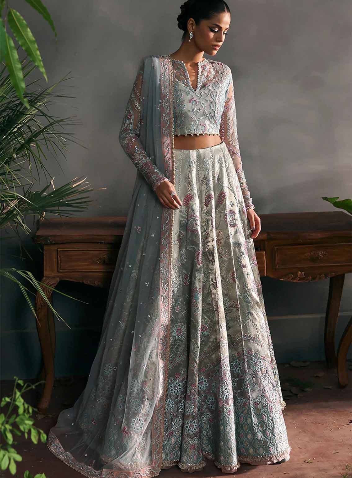 La Fuchsia By Afrozeh Embroidered Zari Tissue 3 Piece Unstitched Suit AF25LFV1 D-08 ELANORA
