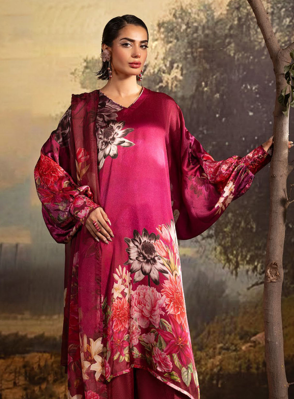 La Soie By Gul Ahmed Printed Silk 3 Piece Unstitched Suit GA24LSV1 S-42006