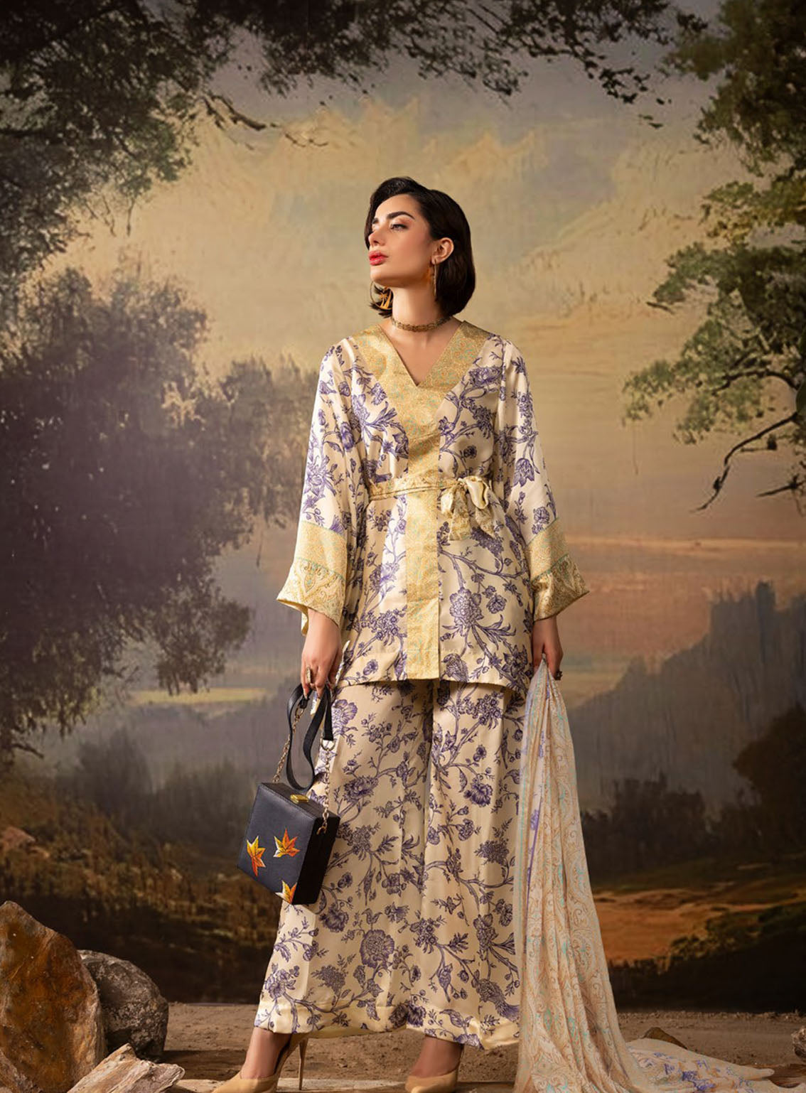La Soie By Gul Ahmed Printed Silk 3 Piece Unstitched Suit GA24LSV1 S-42008