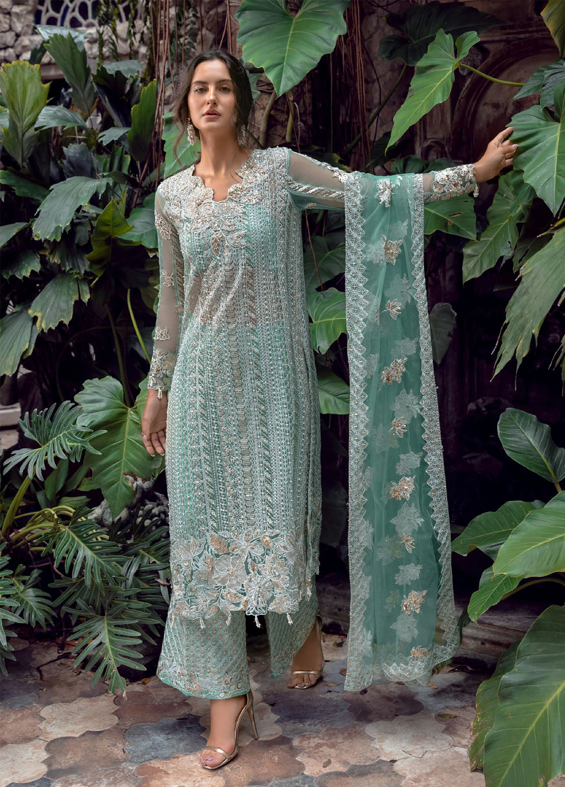 La-vie-Haute By Esmel Embroidered Wedding Festive Net 3 Piece Unstitched Suit EML25LVH D-05 MARELIE