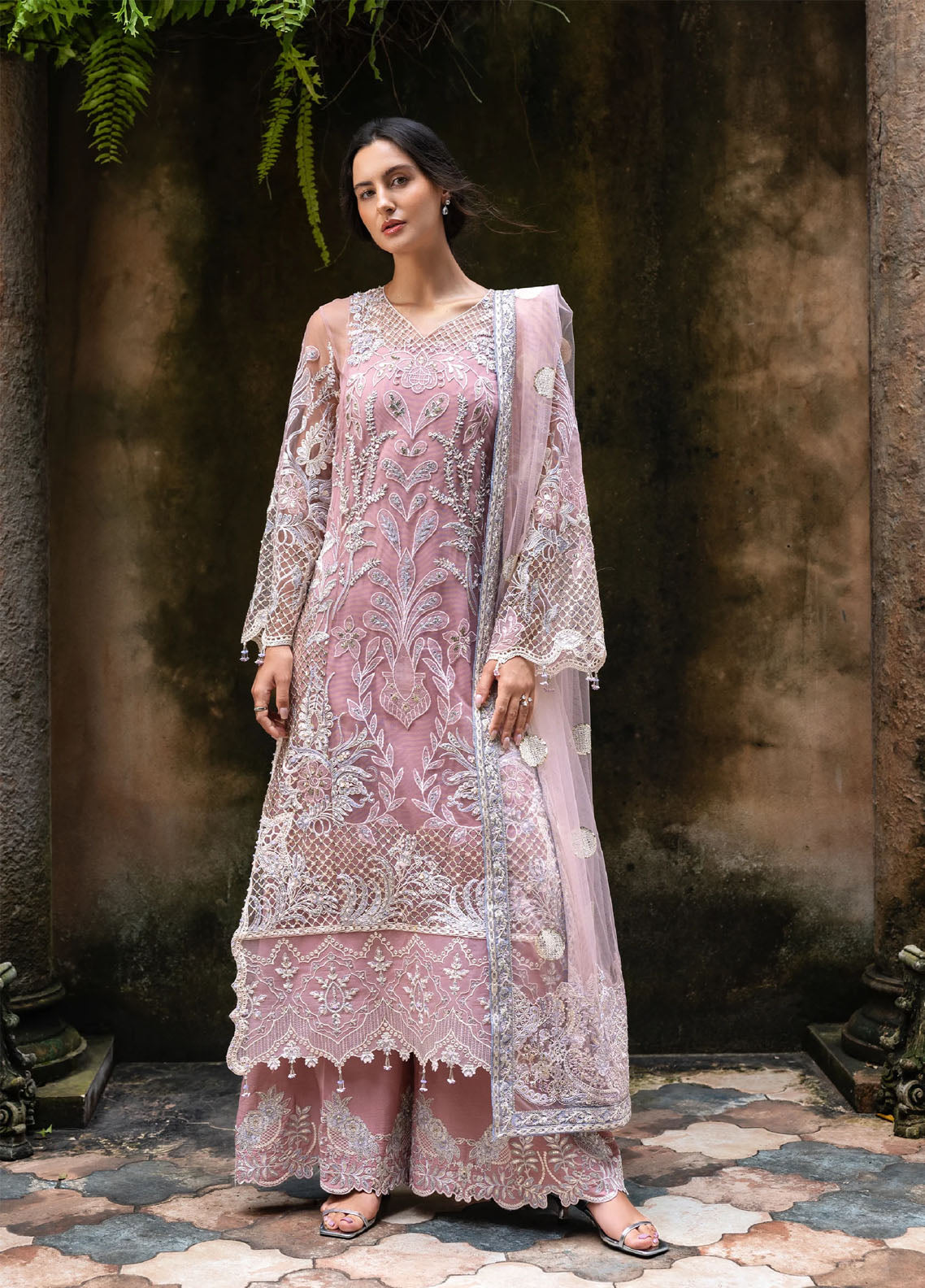 La-vie-Haute By Esmel Embroidered Wedding Festive Net 3 Piece Unstitched Suit EML25LVH D-07 ALOURA