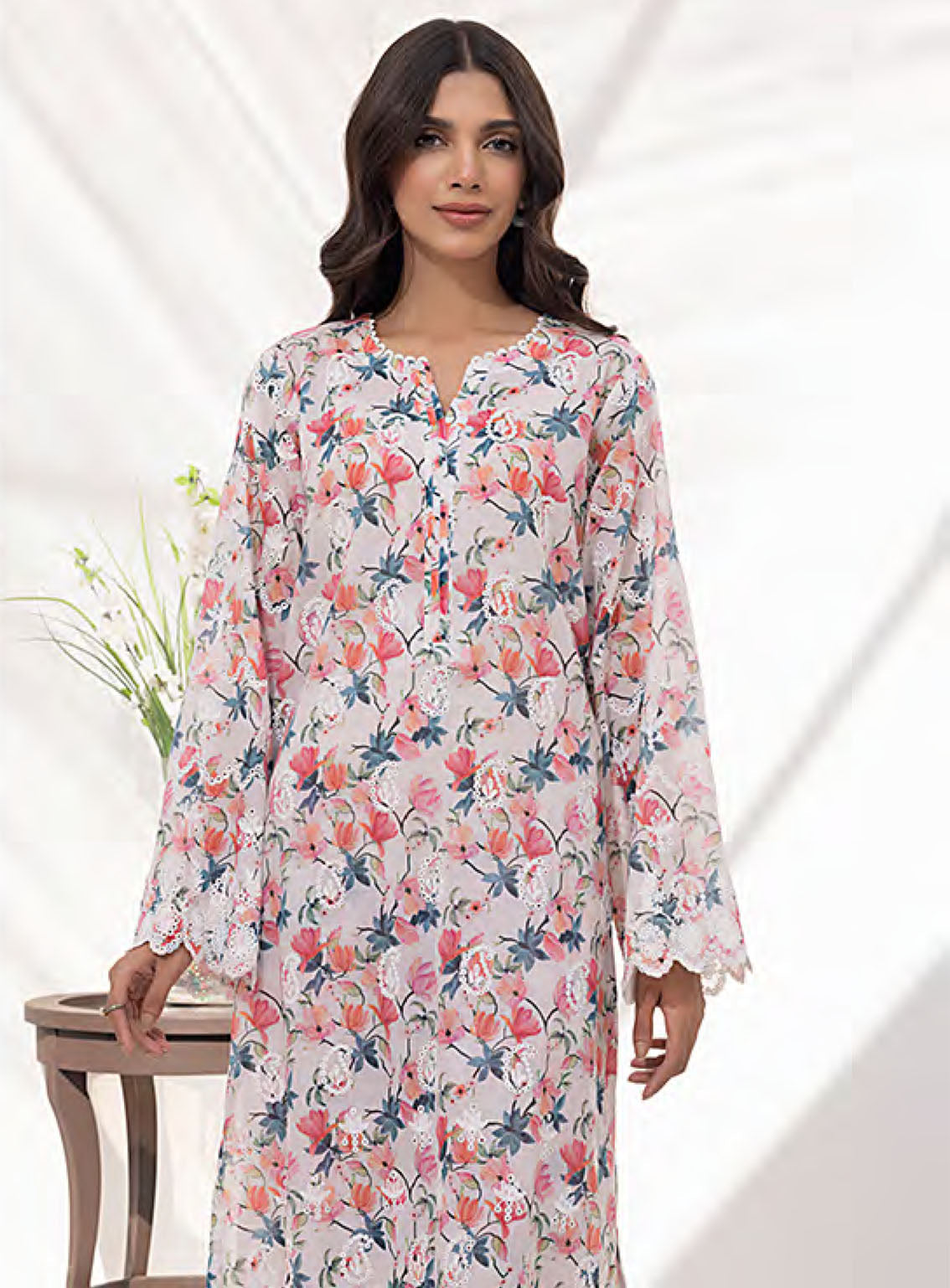 Lakhany Embroidered Cambric Shirt & Trouser Stitched Suit- LSM24S&T LG-RL-0008