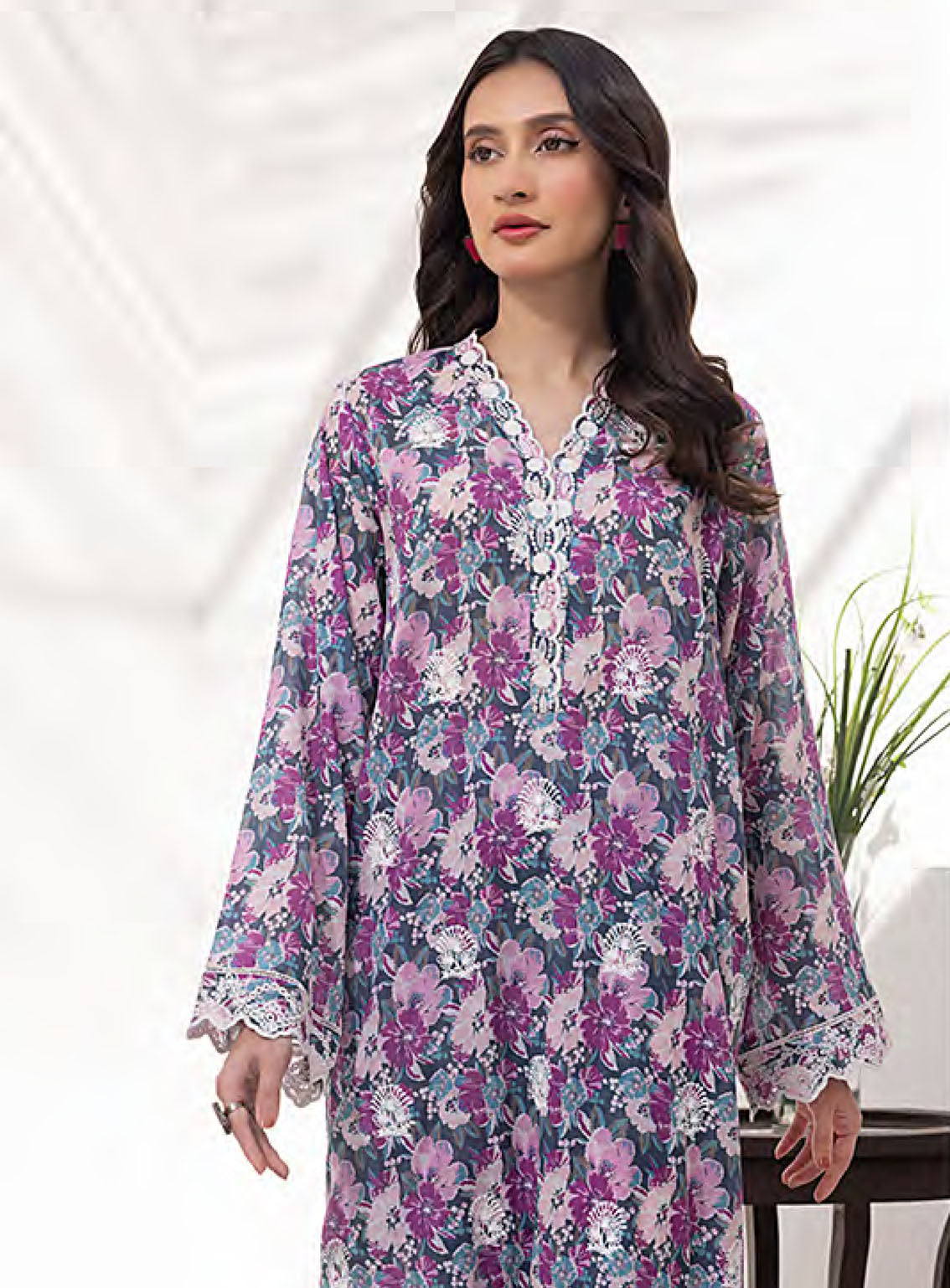 Lakhany Embroidered Cambric Shirt & Trouser Stitched Suit- LSM24S&T LG-SK-0157