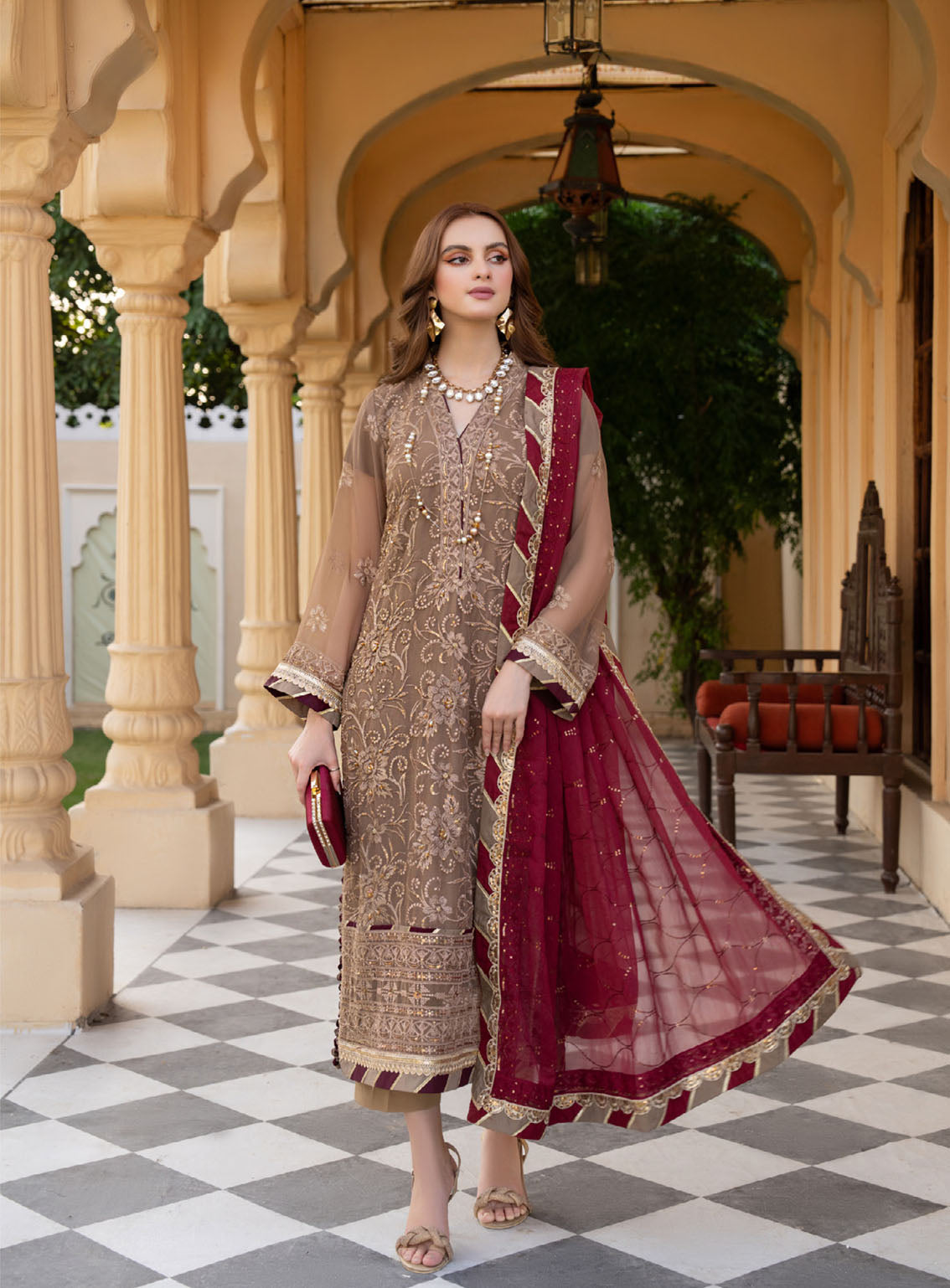 Lallaria By Noorma Kaamal Luxury Embroidered Chiffon 4 Piece Unstitched Suit NK24LV2 NK-LLC-20