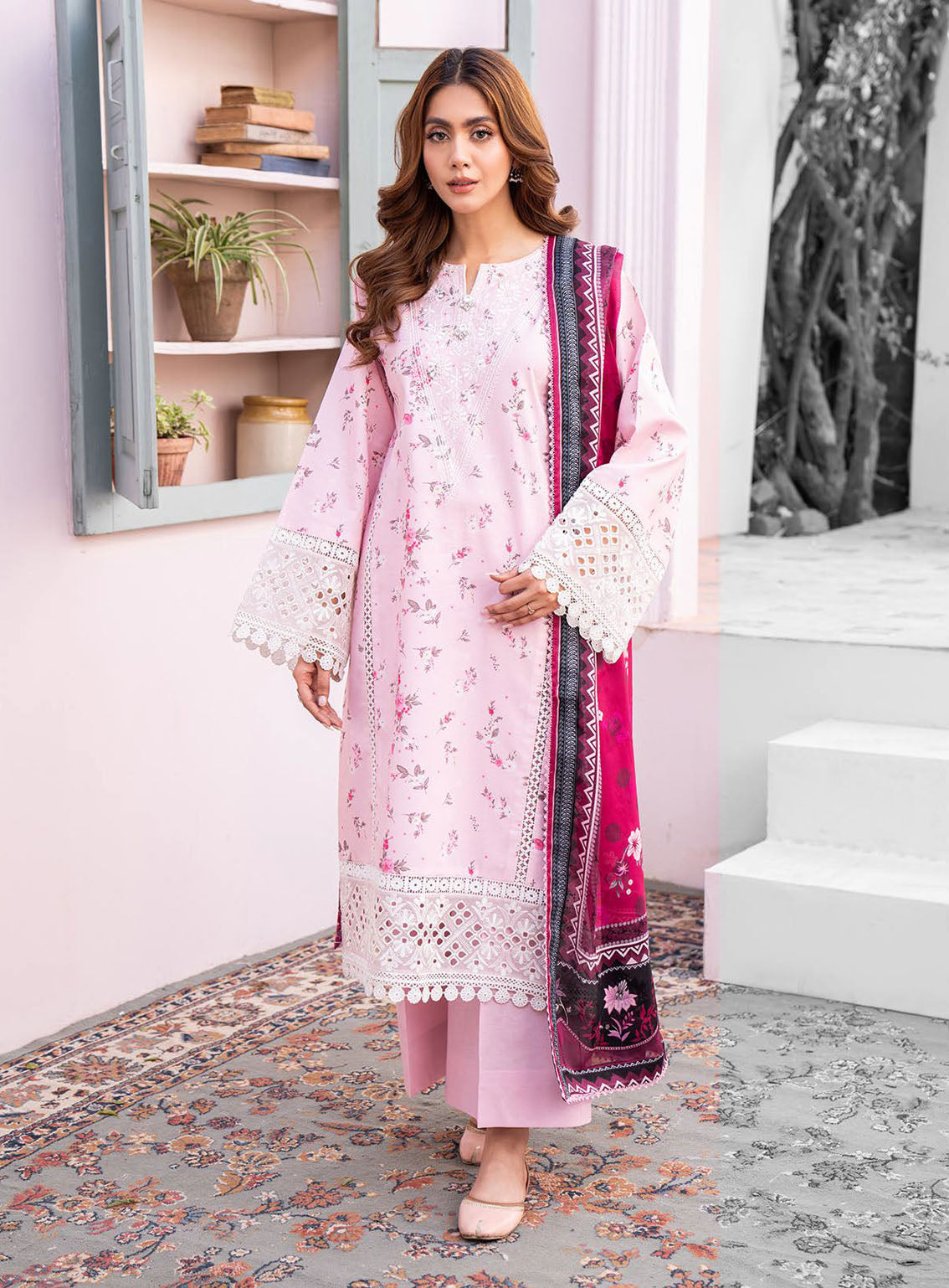 Lamhay By Bin Ilyas Luxury Embroidered Lawn 3 Piece Unstitched Suit BI24LLEL D-108