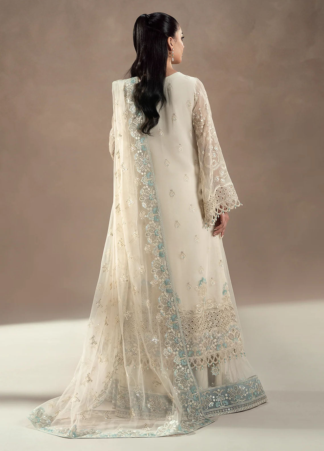 Humsafer by Lavish Premium Unstitched Embroidered Chiffon 3 Pcs Suit LVP26UH H-04 Sage Green - Festive