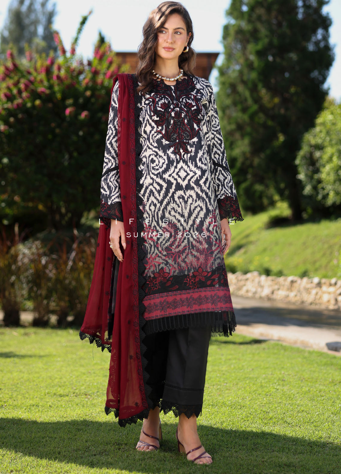 Life Style By Rang Rasiya Embroidered Lawn 3 Piece Unstitched Suit RR26LSS D-12 PEONY