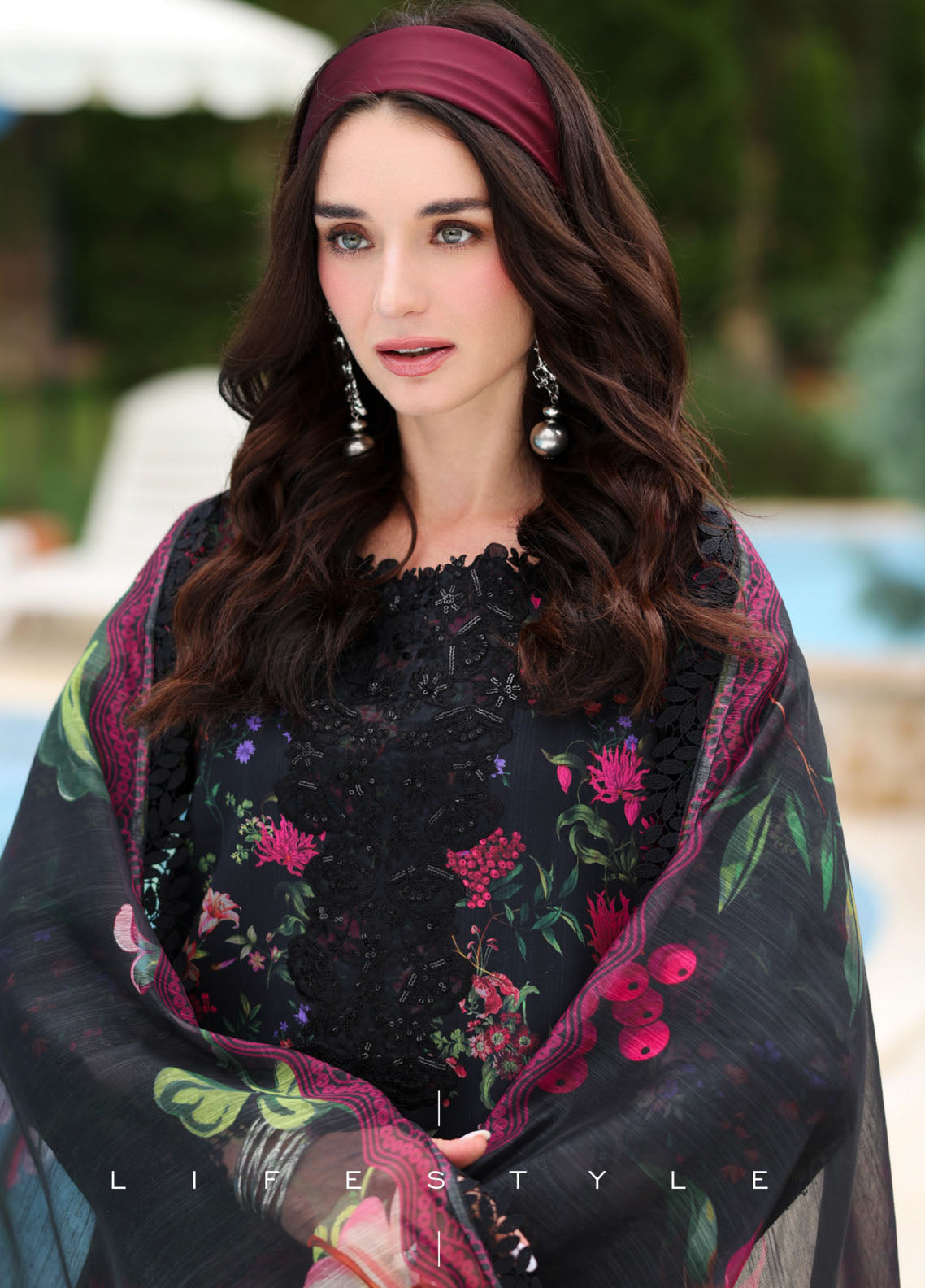 Life Style By Rang Rasiya Embroidered Satin Stipe Lawn 3 Piece Unstitched Suit RR26LSS D-03 MIDNIGHT