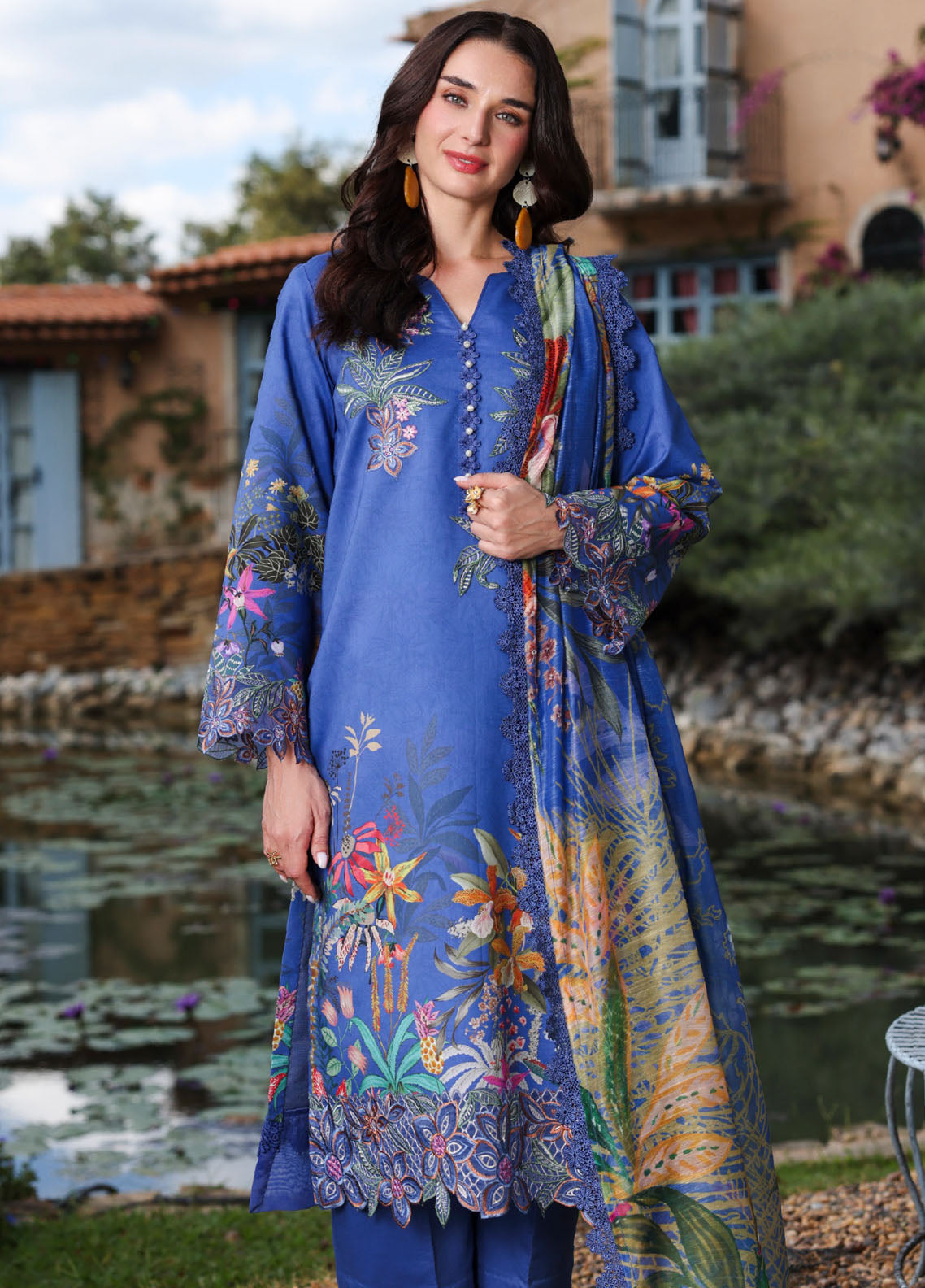 Life Style By Rang Rasiya Embroidered Satin Stipe Lawn 3 Piece Unstitched Suit RR26LSS D-15 SYMPHONIA