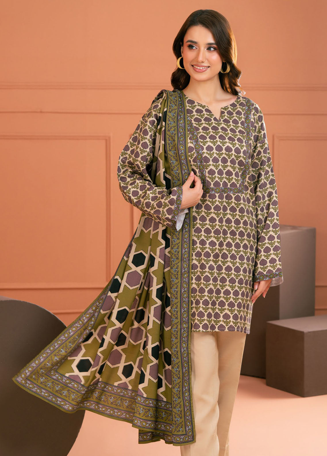 Linen Love By Gul Ahmed Printed Linen 3 Piece Unstitched Suit GA25LL D-LT-52022