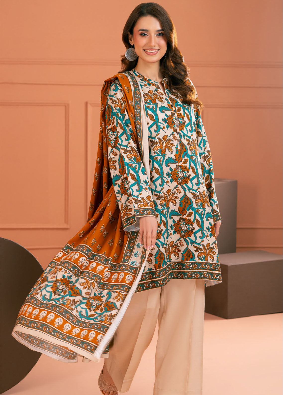 Linen Love By Gul Ahmed Printed Linen 3 Piece Unstitched Suit GA25LL D-LT-52023