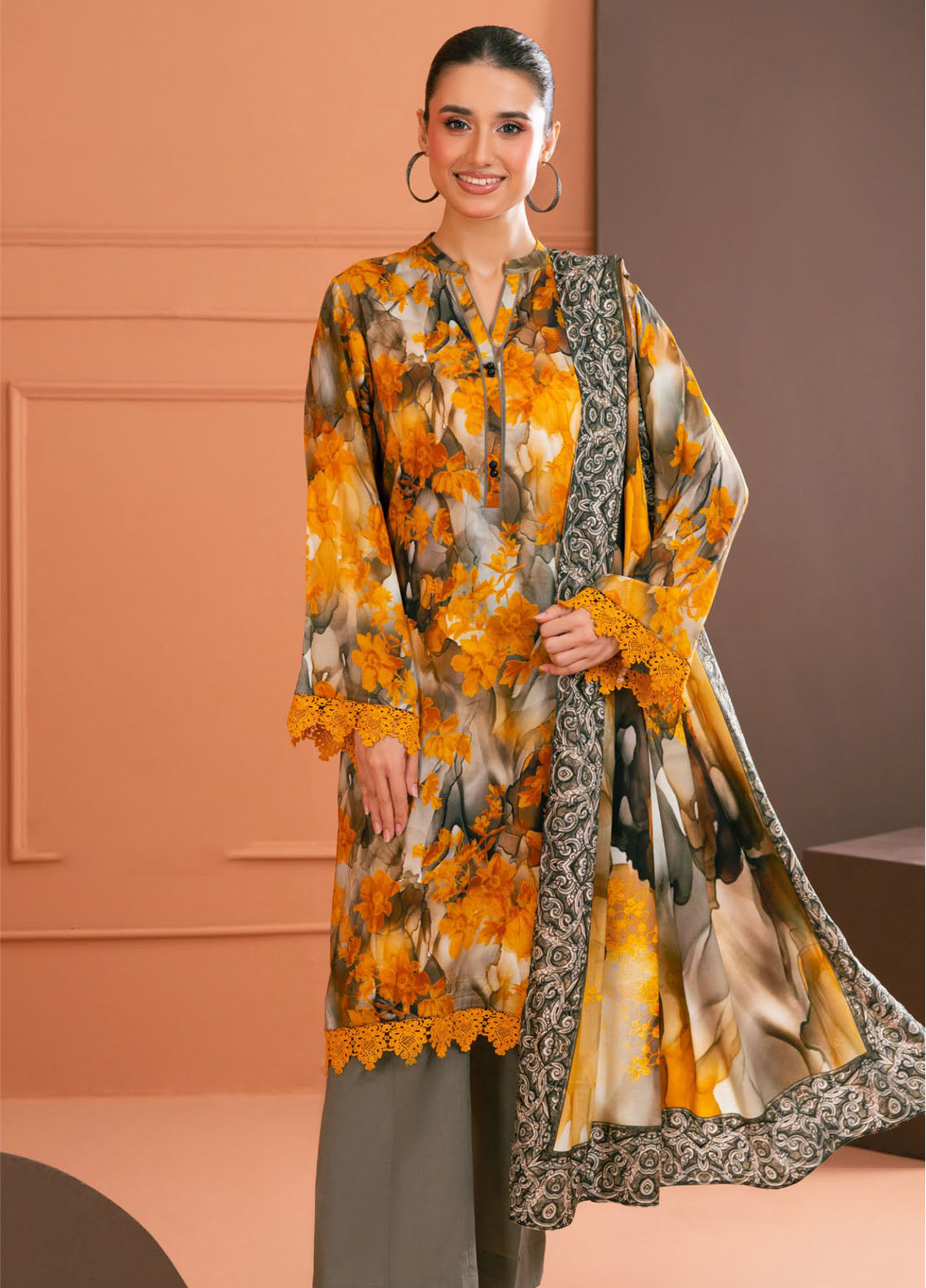 Linen Love By Gul Ahmed Printed Linen 3 Piece Unstitched Suit GA25LL D-LT-52025