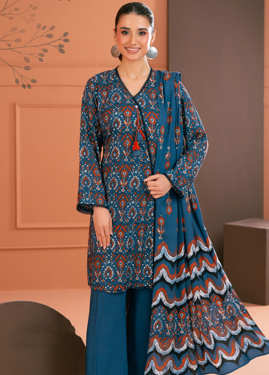 Linen Love By Gul Ahmed Printed Linen 3 Piece Unstitched Suit GA25LL D-LT-52031